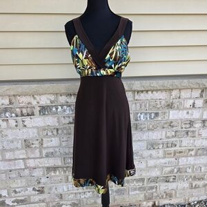 Studio Y Y2K Tropical Print Empire Waist Dress Small